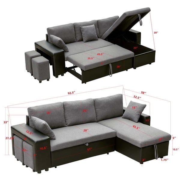 Aukfa Reversible Sleeper Sectional Sofa with Storage - Bed Bath ...