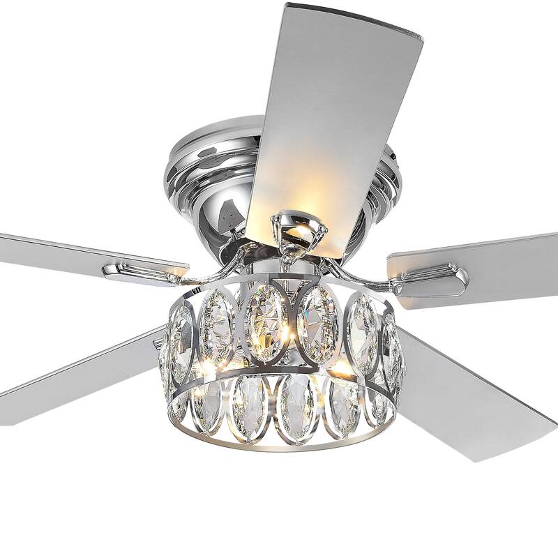 52 inch 5-Blade Flush Mount Crystal Ceiling Fan with Light Remote