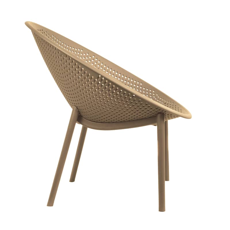 Mid-Century Modern Plastic Lounge Chair Plastic Legs with Breathable Perforated Egg Shaped Seat for Indoor/Outdoor Use