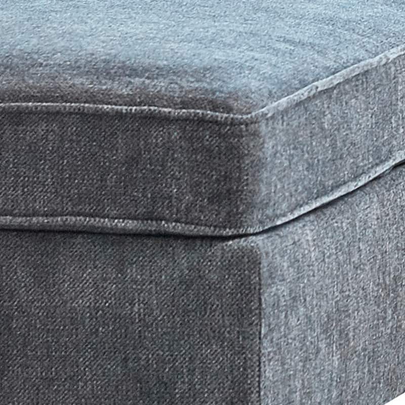 38 Inch Modern Ottoman, Smooth Gray Chenille Fabric, Plush Cushioned Seat