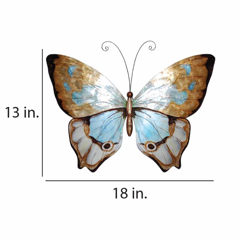 Butterfly Wall Decor Copper With Aqua (m2006) - 1 x 18 x 13