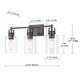 preview thumbnail 5 of 5, 3-Light Bathroom Vanity Light with Cylinder Clear Glass Shades