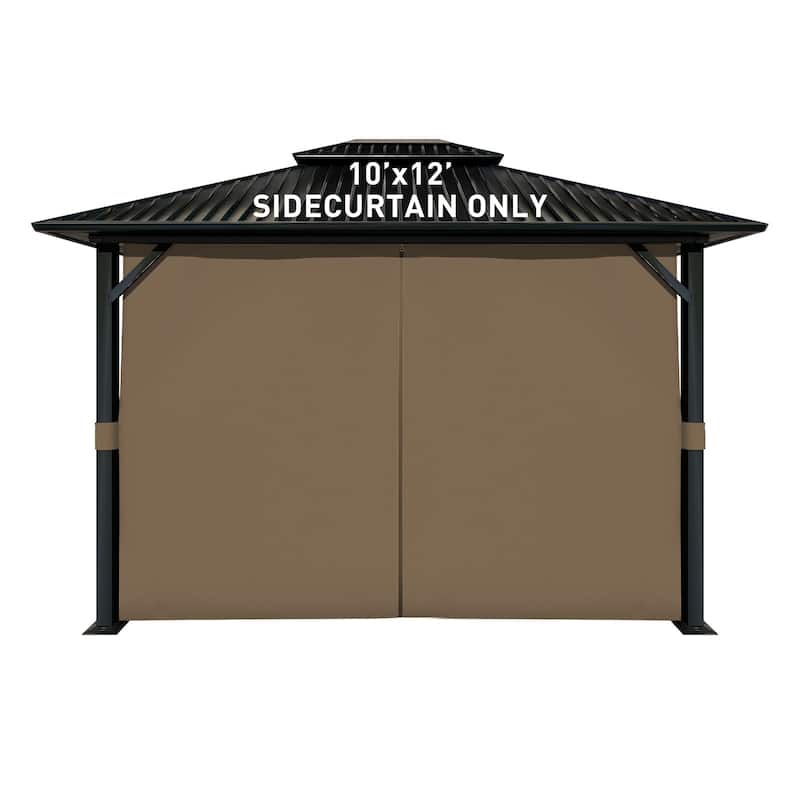 Aoodor Gazebo Curtain Replacement-Universal 4-Panel Sidewalls 10'x12', Curtain Only - 10'x12' - Light Coffee