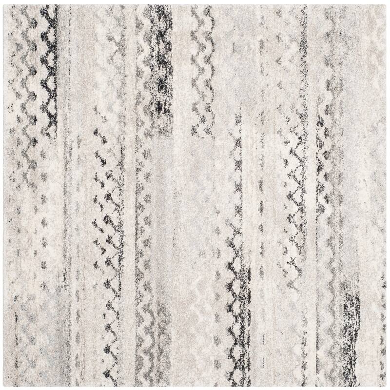 SAFAVIEH Retro Dulcie Modern Abstract Distressed Rug - 6' Square - Cream/Grey