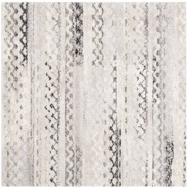 SAFAVIEH Retro Leonide Modern Abstract Distressed Rug - 4' x 4' Square - Cream/Grey