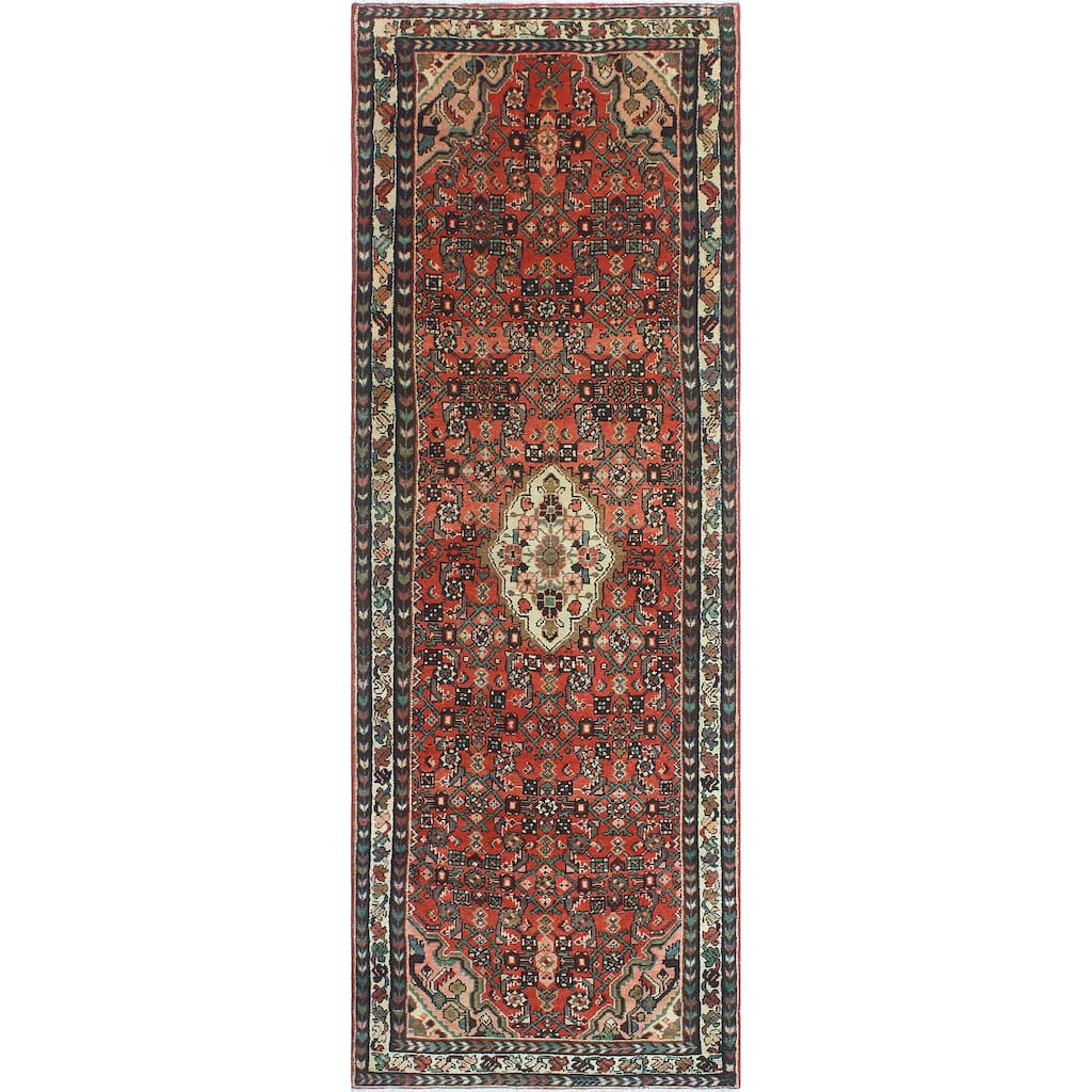 Fine Vintage Distressed Artyom Red/Ivory Runner - 3'8" x 10'1"