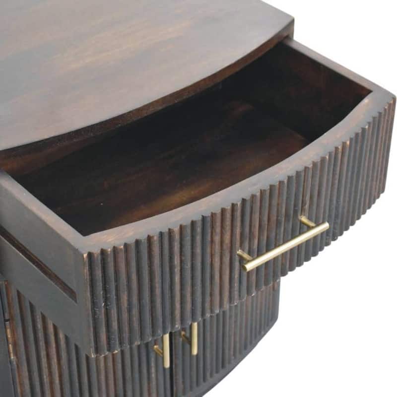 Solid Wood Milan Bedside,Brown,2-Doors,1-Drawers