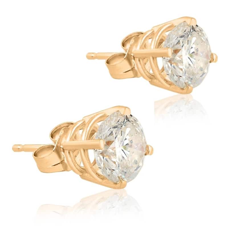 3 Ct Diamond Studs Yellow Gold