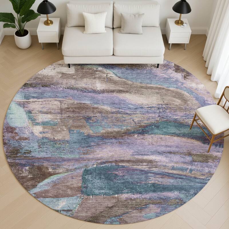 Premium Washable Super Soft Abstract Mayfield Rug - Mocha - 8' x 8'