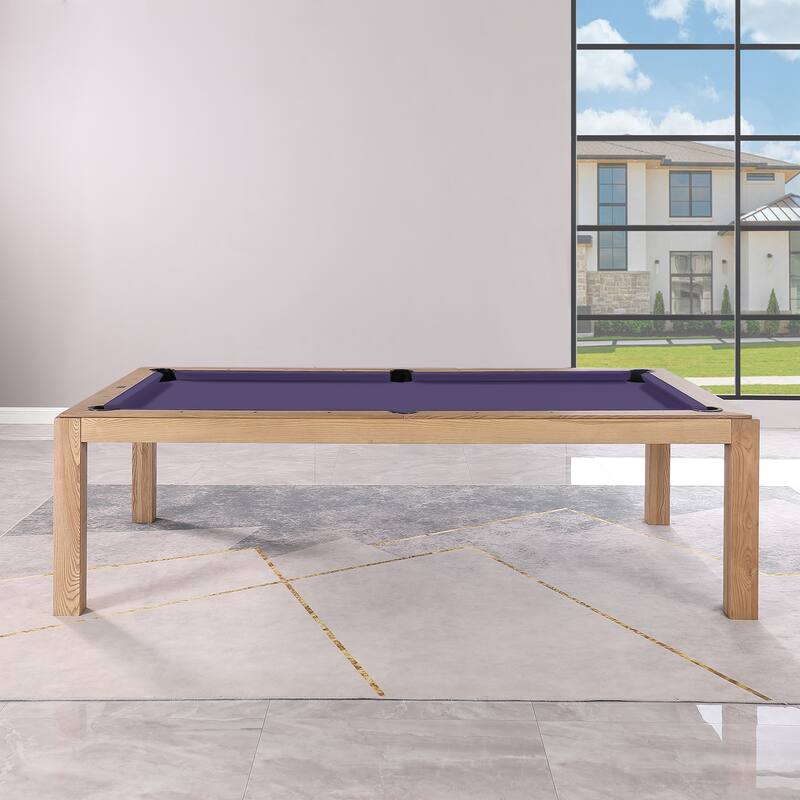 Olivia 8ft Vintage Ash Billiard Slate Pool Table with Dining Top - Purple