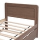 preview thumbnail 12 of 11, Twin Size Platform Bed Simple Wood Bed Frame with Twin Trundle Underneath, Wood Slat Support No Box Spring Needed, Walnut