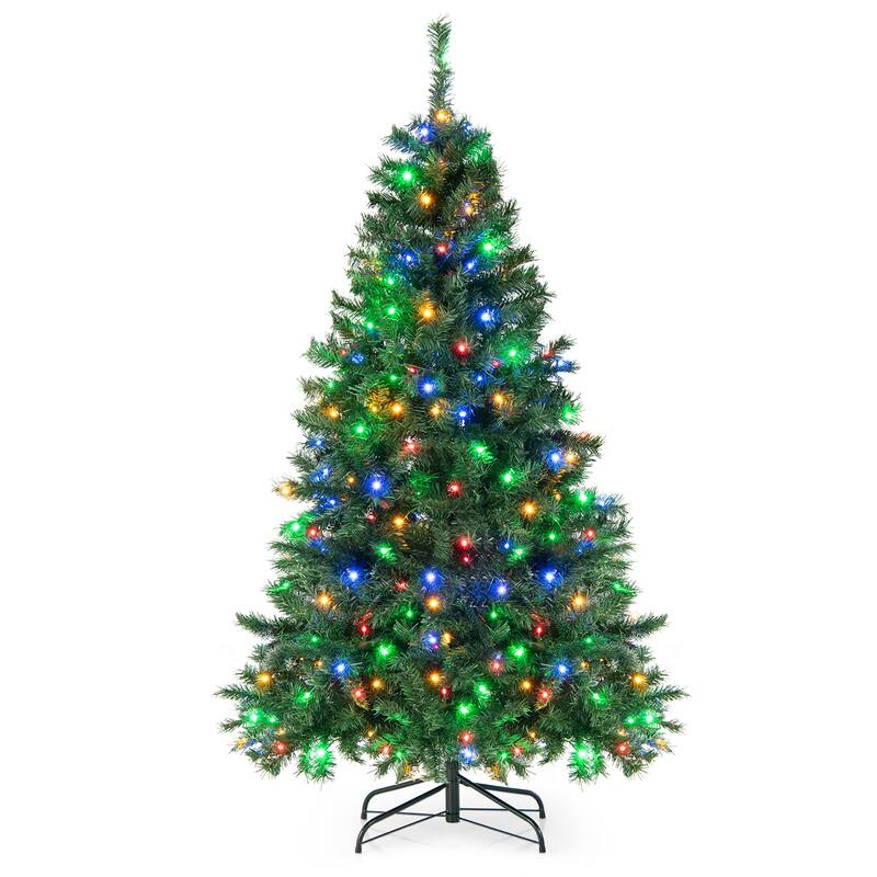 Gymax 6FT Pre-Lit Hinged Artificial Christmas Tree Holiday Decor Tree