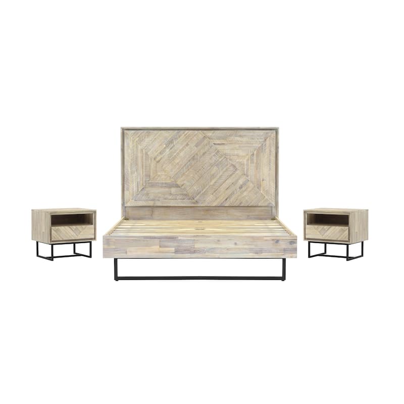 Peridot 3 Piece Bedroom Set in Natural Acacia Wood