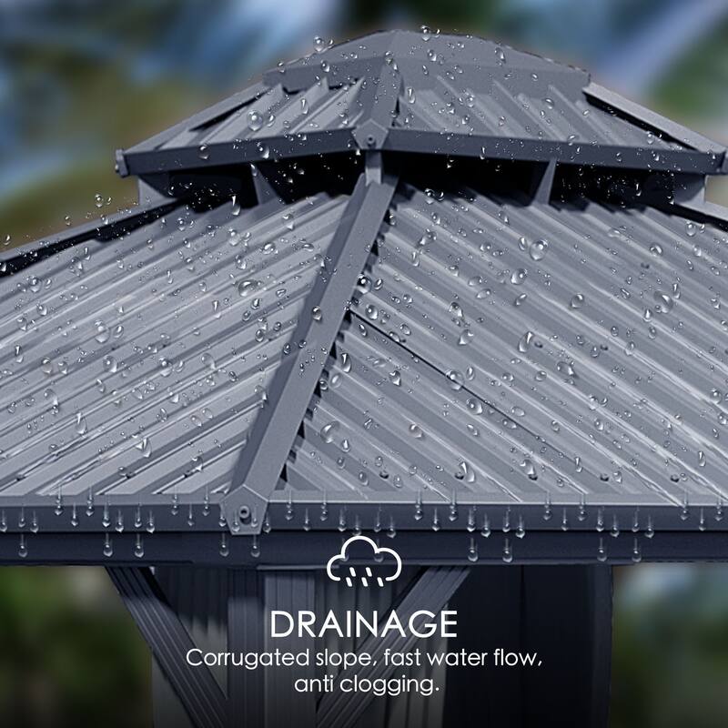 Kozyard Caesar Hardtop Gazebo with Steel Roof, Netting and Curtain