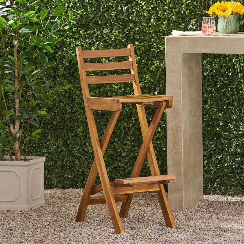 Tundra Outdoor Wood Barstool by Christopher Knight Home - 21.50" D x 15.00" W x 41.25" H - Brown