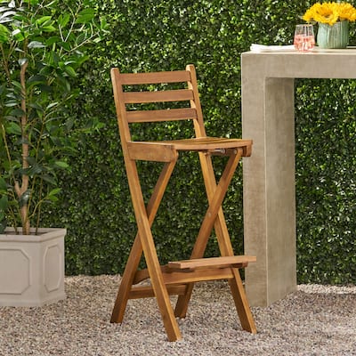 Tundra Outdoor Wood Barstool by Christopher Knight Home - 21.50" D x 15.00" W x 41.25" H
