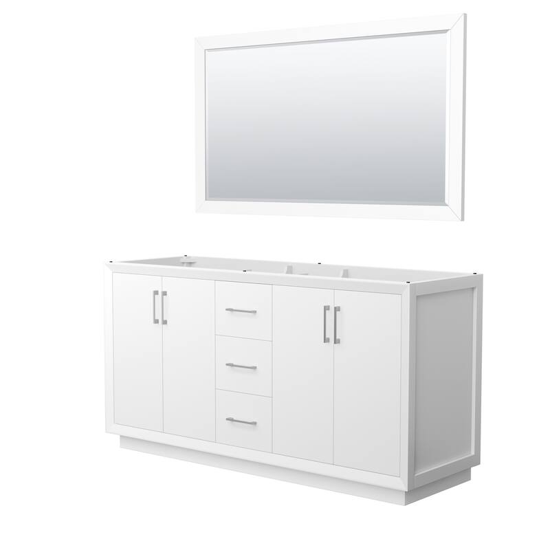 Wyndham Collection WCF414166D-CXSXX-M58 Strada 65" Double Free - White / Brushed Nickel Hardware
