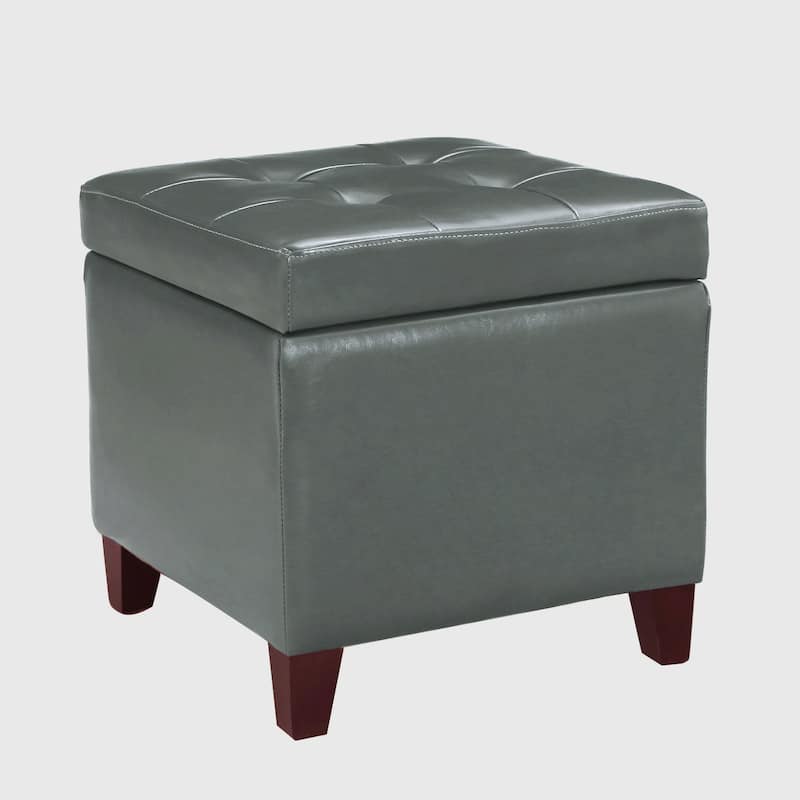 Adeco Bonded Leather Square Tufted Cubic Cube Storage Ottomans