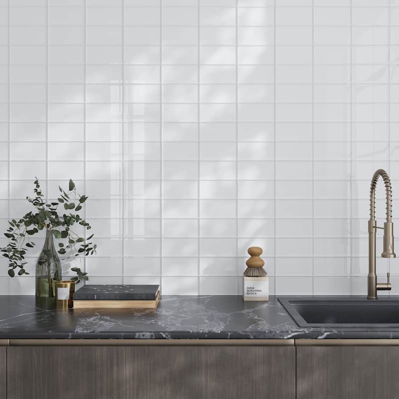 Apollo tile 3" x 6" Colorway Glossy White Glass Tile (5 sq ft/case) - 40 Pack