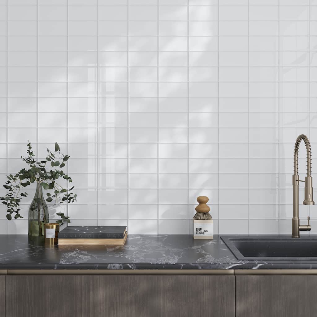 Apollo tile 3" x 6" Colorway Glossy White Glass Tile (5 sq ft/case) - 40 Pack