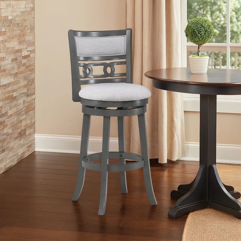 Matt 24 Inch Swivel Counter Strool, Cushioned Seat and Backrest, Mist Gray