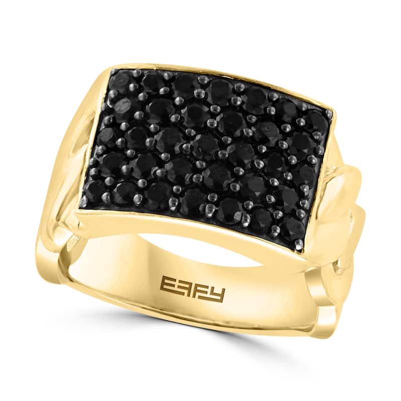 EFFY Men's Gold-Plated 925 Sterling Silver Black Spinel Ring