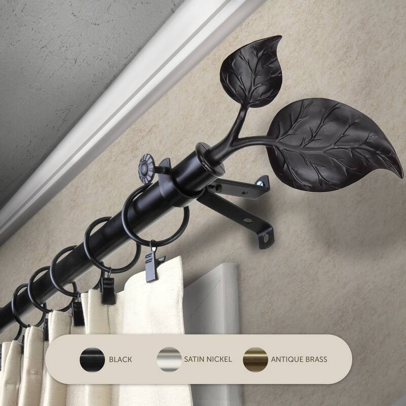 InStyleDesign Vine Adjustable Curtain Rod - 120 to 170 inches - Black