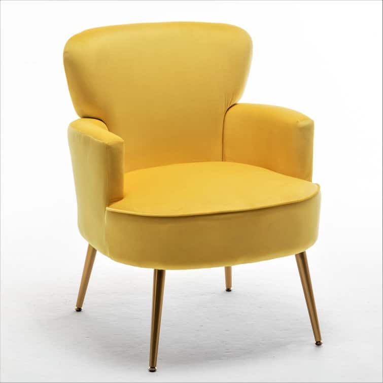 US Pride Furniture Stylish Velvet Armchair with Gold Metal Legs Comfortable Accent Chair