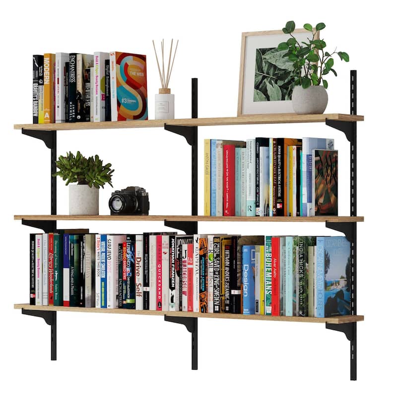 Wallniture Turin 48" Adjustable Shelves, Floating Bookshelves for Wall Decor, Real Wood Boards, Wall Mounted, 2,3 or 4 Tier