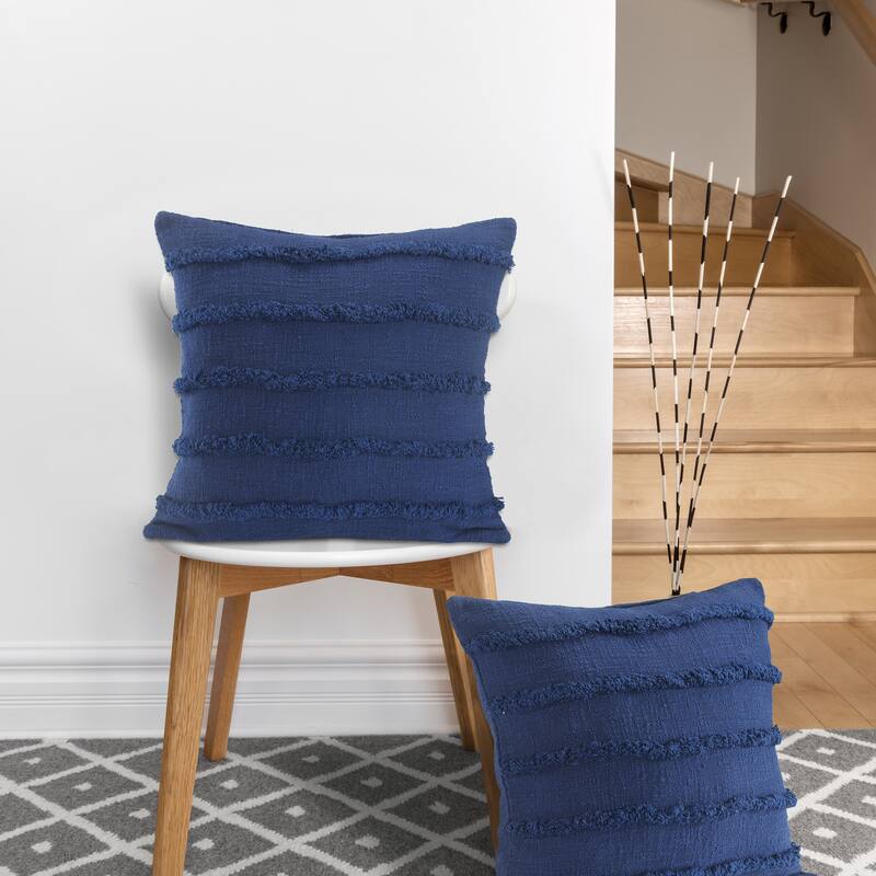 Guajira Set of 2 Textured Stripe Cotton Throw Pillow Covers, 20" x 20", 2 PCS (Covers Only) by Sevita