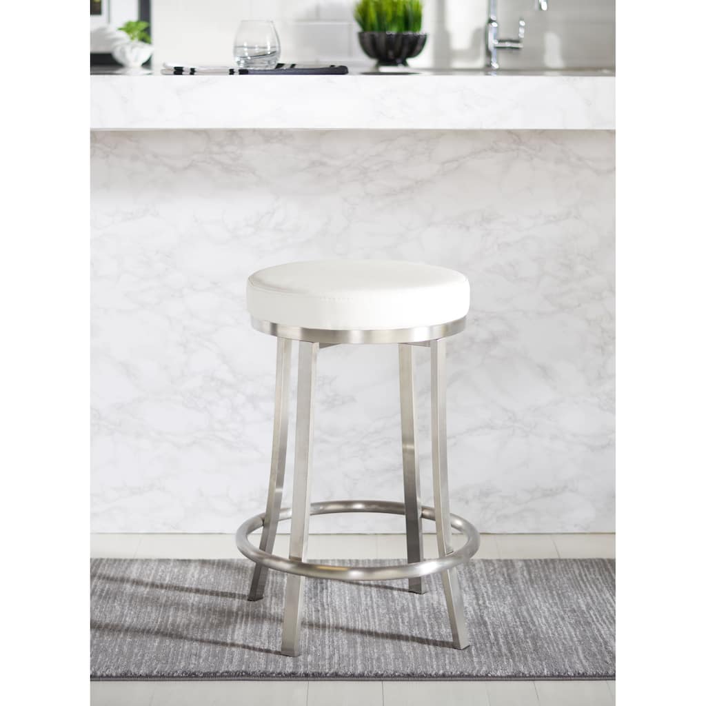 SAFAVIEH Amaris 26-inch Faux Leather Swivel Counter Stool - 17.8" x 17.8" x 25.5" - 18Wx18Dx26H