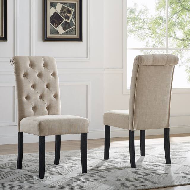 Leviton Solid Wood Tufted Parsons Dining Chair (Set of 2) - Tan