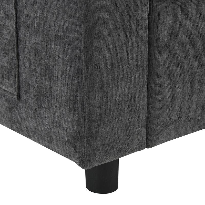 86.5" Chenille Modular Sectional Sofa with Storage Pockets, 5-Seater U-Shaped Couch Set amd 2 Movable Ottomans