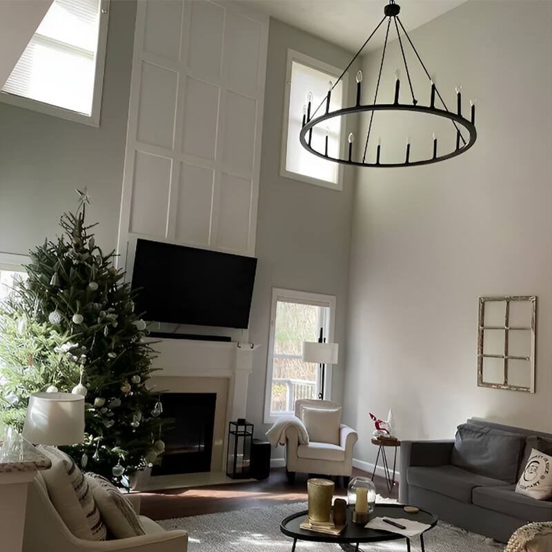 Farmhouse 16-light Wagon Wheel Chandelier - 47 inches