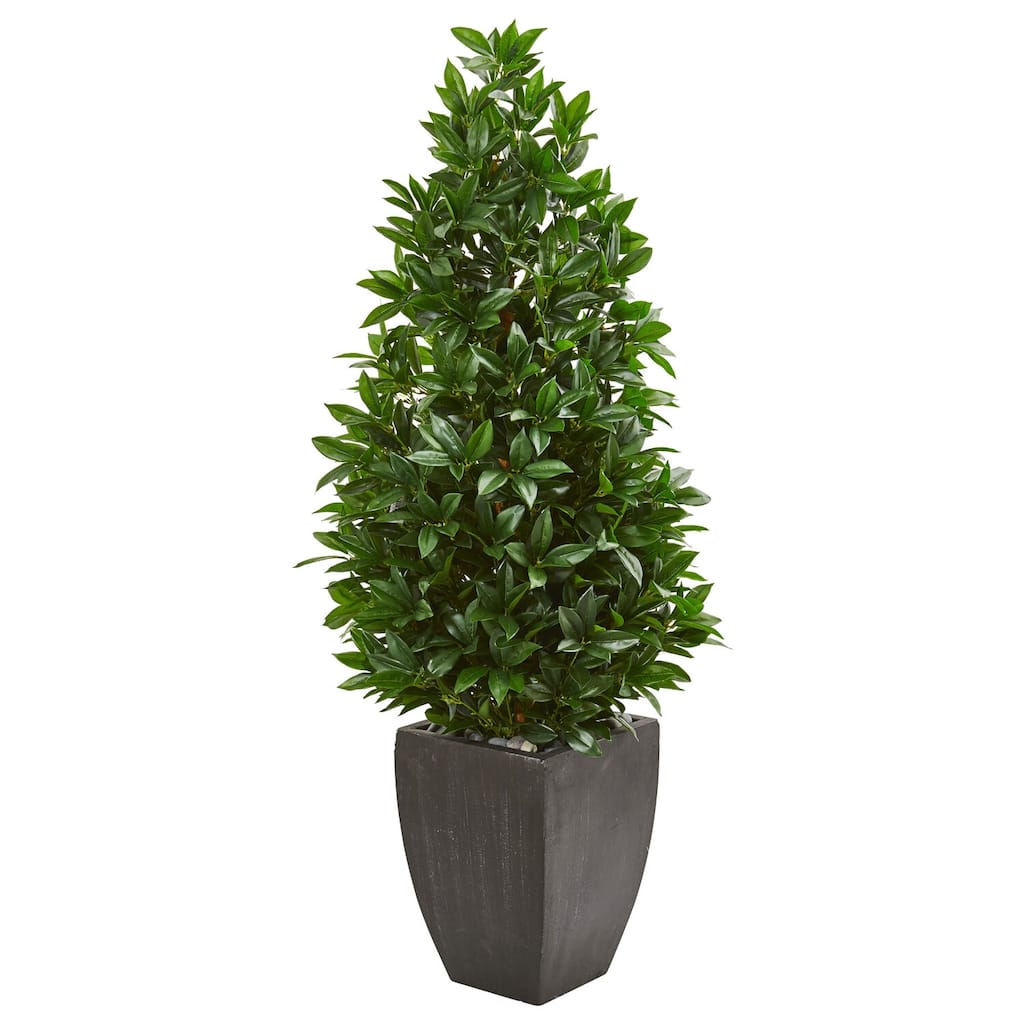 Artificial Topiary Tree - 56" Indoor Outdoor Cone Tree in Planter - Realistic Fake Tree for Home Office Decor