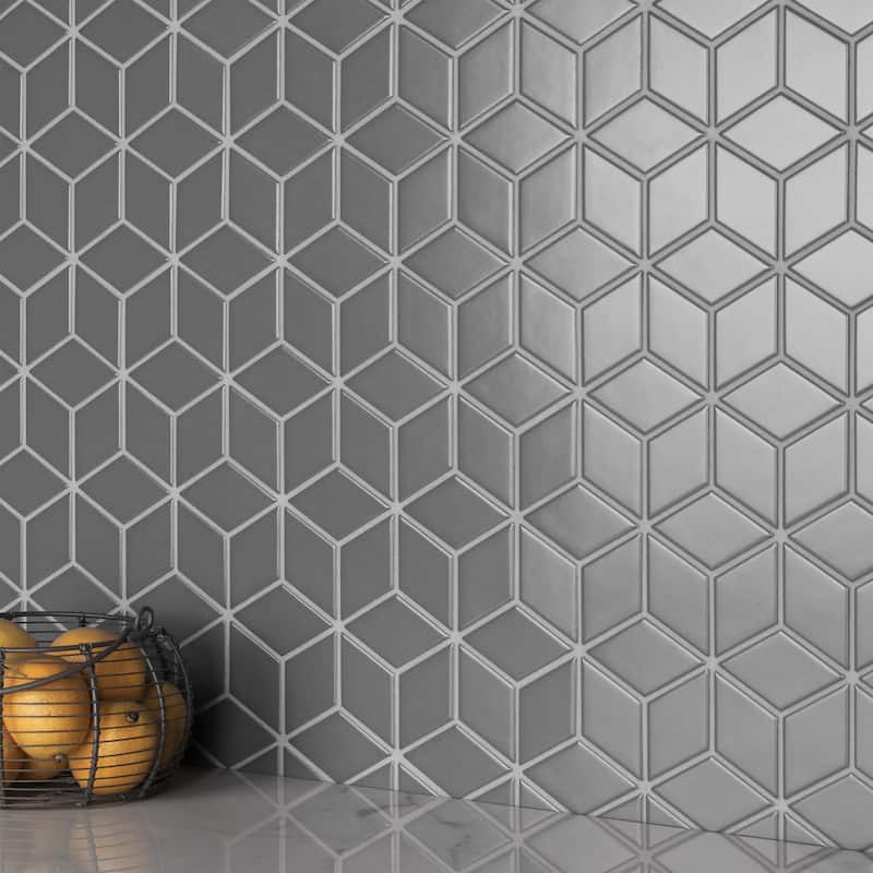 Merola Tile Metro Rhombus Matte Grey 10-1/2" x 12-1/8" Porcelain Floor and Wall Tile