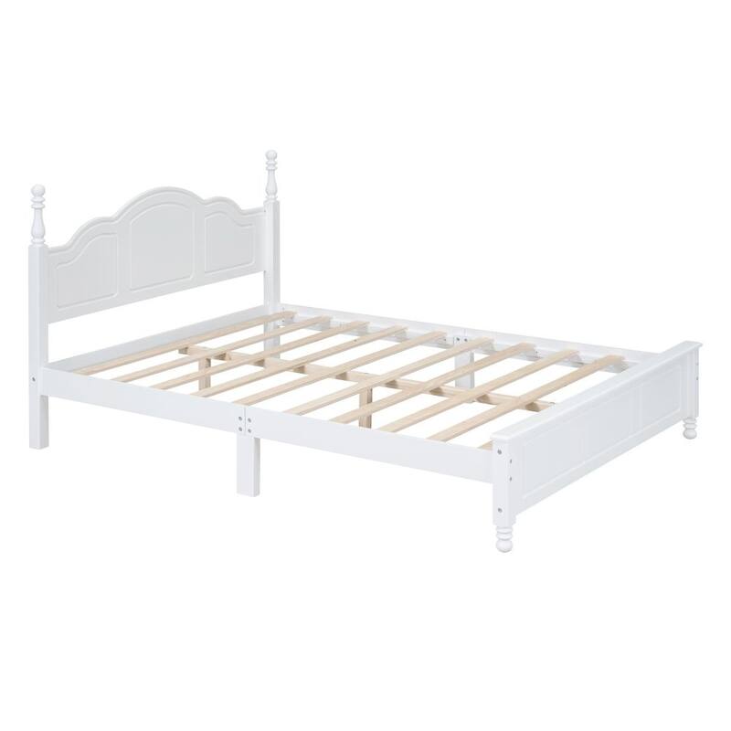 Queen Size Wood Platform Bed Frame,Retro Style Platform Bed