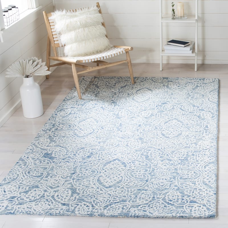 SAFAVIEH Handmade Metro Lorenzina French Country Wool Rug - 5' x 8' - Blue/Ivory - Rectangle