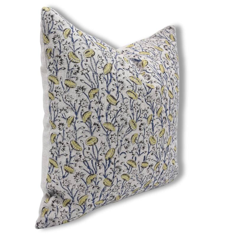 Linen Square Block print pillow Cover - Pishta