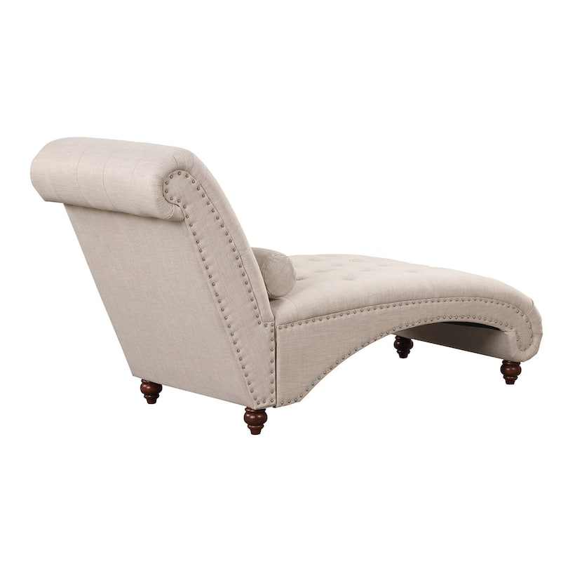 Modern Armless Velvet Chaise Lounge Indoor Chair with 1 Bolster Pillow