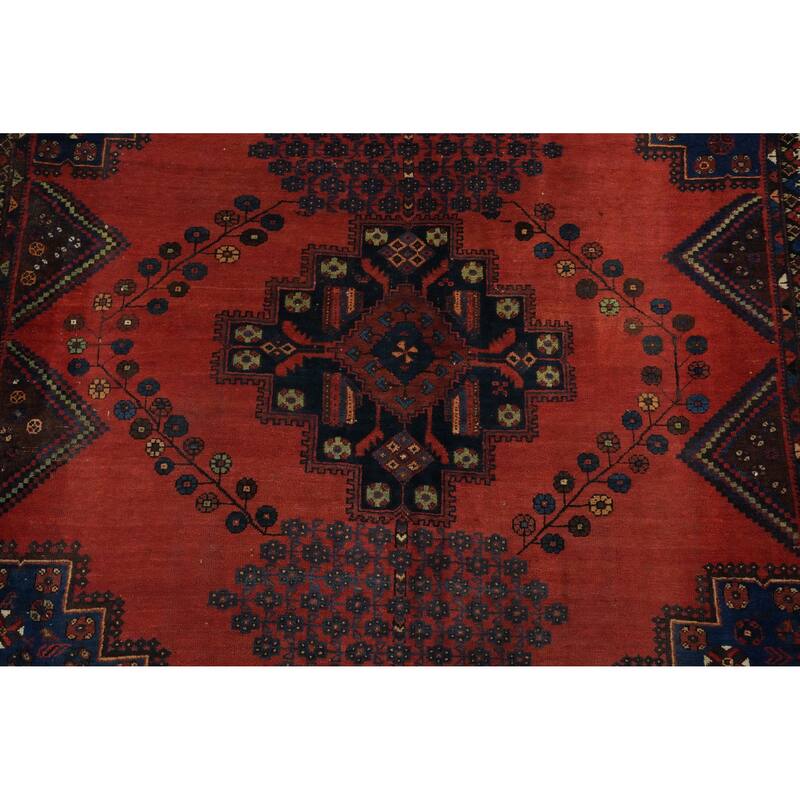 Hand Knotted Oriental 100% Wool Carpet Traditional Medallion Oranges & Rust Afshar Area Rug - 5' 10'' X 5' 1''