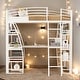preview thumbnail 1 of 22, Modern Full Size Loft Bed With 4 Layers Of Shelves And L-shaped Desk,Sockets,USB Ports,Wireless Charging White