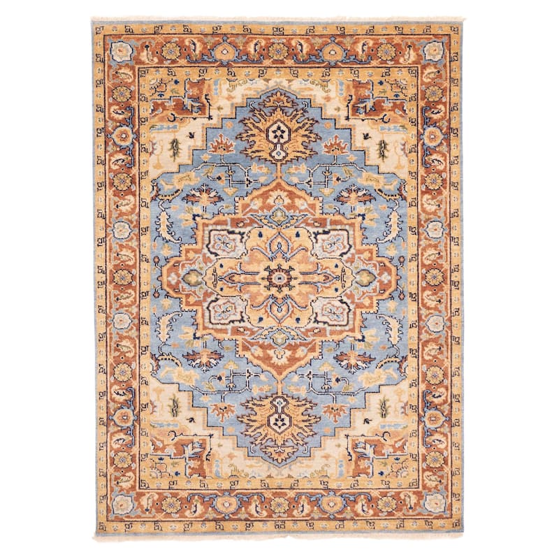 ECARPETGALLERY Hand-knotted Jules Sultane Sky Blue Wool Rug - 5'1 x 7'0