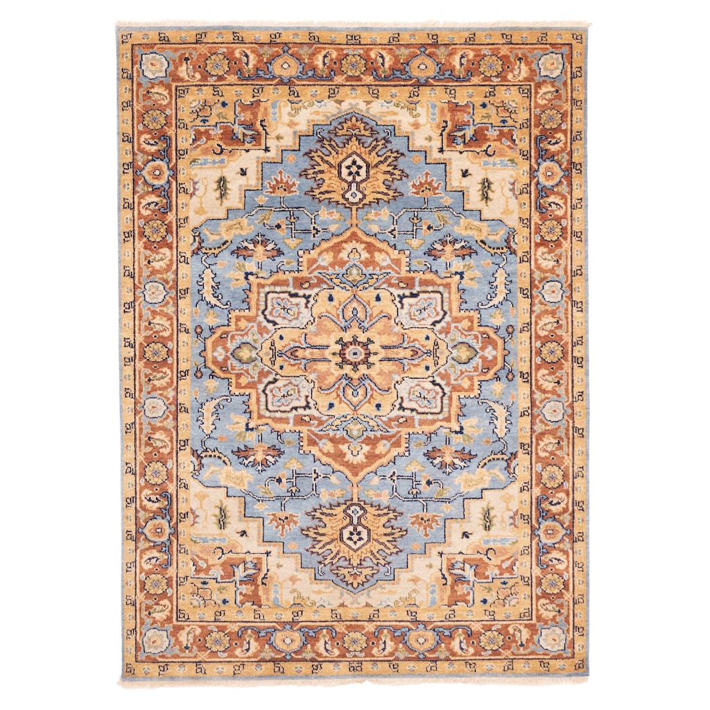 ECARPETGALLERY Hand-knotted Jules Sultane Sky Blue Wool Rug - 5'1 x 7'0