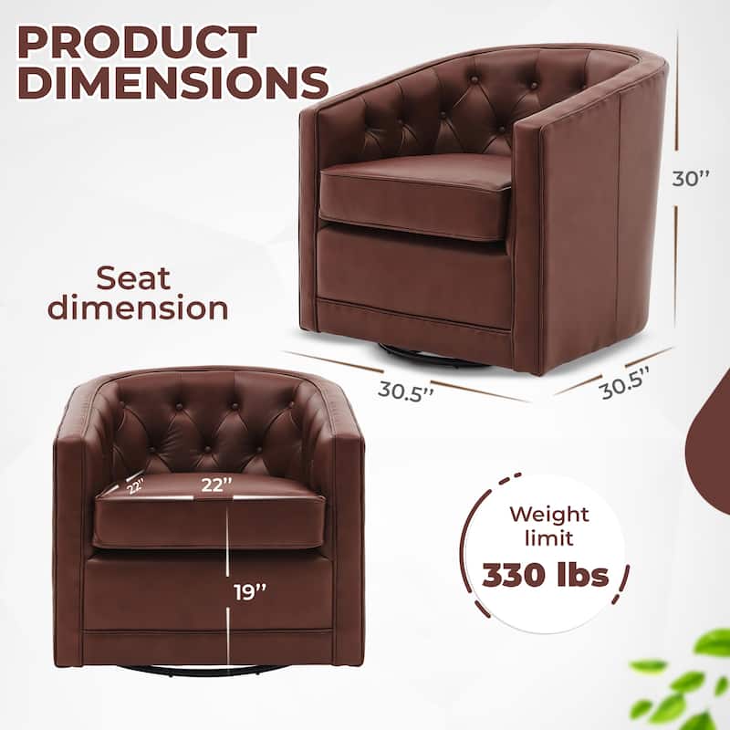 NPD Furniture Walsh Top Grain Leather Swivel Chair