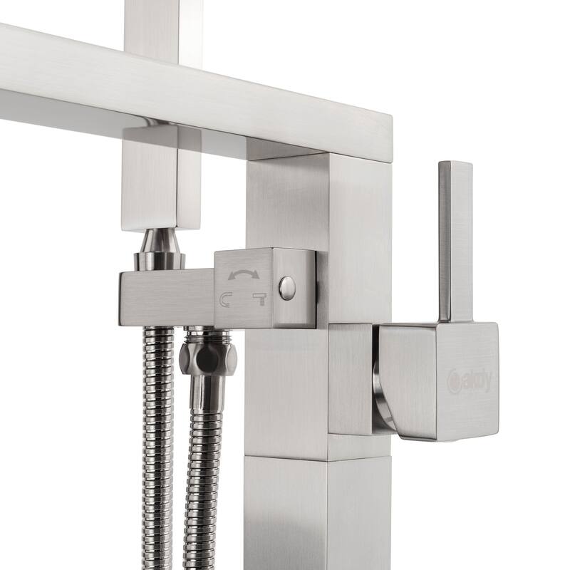 Bruch Nickel Finish Freestanding 35-inch Tub Filler Faucet - 35'' H x 6.8'' W x 10.24'' D