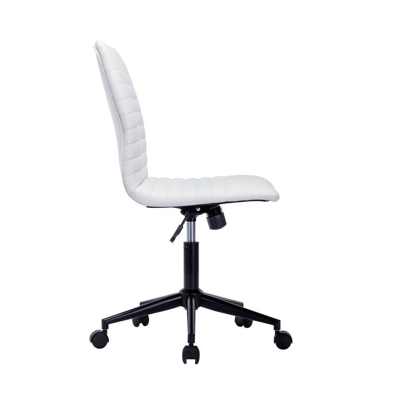 Porthos Home Bron Faux Leather Armless Office Chair with Steel Roller Base, Tilt Mechanism
