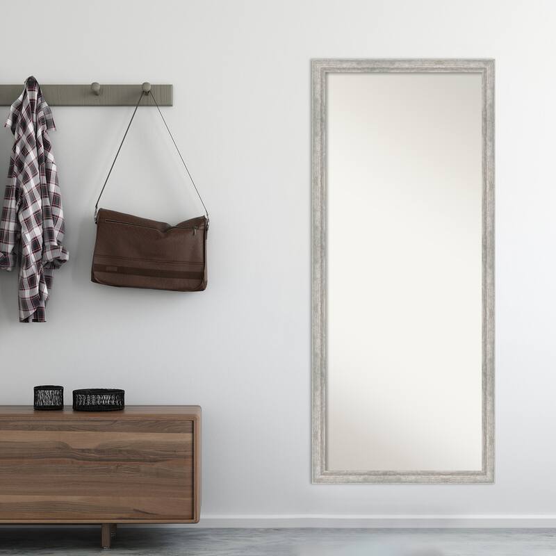 Angled Non-Beveled Wood Framed Full-Length Floor Leaner Mirror - Glass Size 24x60