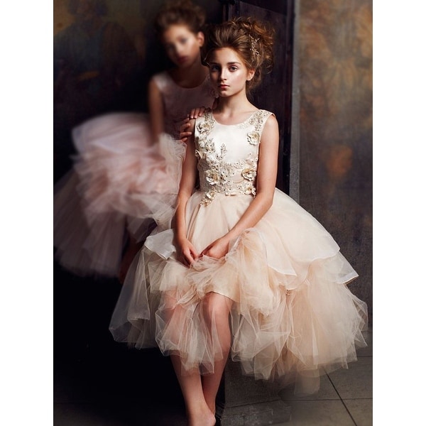 Shop Girls Rose  Gold  Tiered Alluring Junior  Bridesmaid  