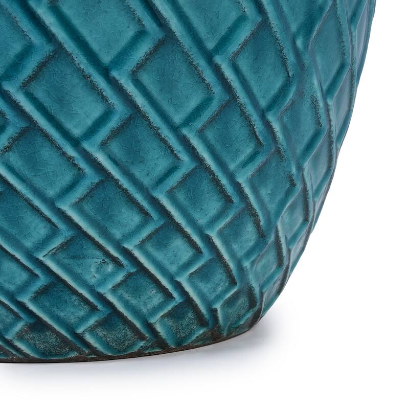 Elegant Ceramic Pot with Diamond Pattern for Indoor-Outdoor Plants